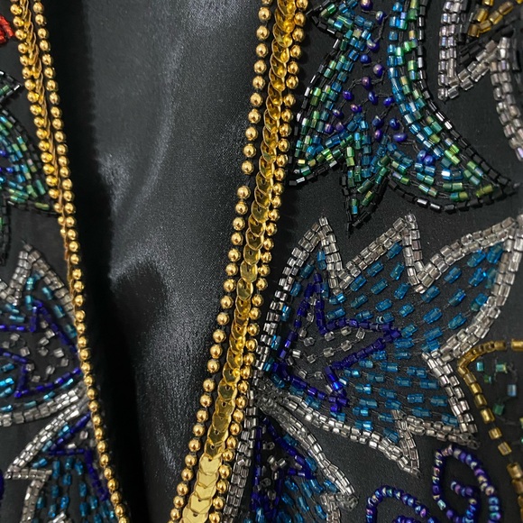 Vintage Spenser Jeremy 90s Leaf Holiday Bead & Embellished Silk Vest Size Small - Picture 10 of 12